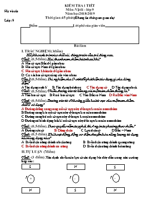 Đề kiểm tra 1 tiết môn Vật lý Lớp 9 - Năm học 2018-2019 (Kèm đáp án)